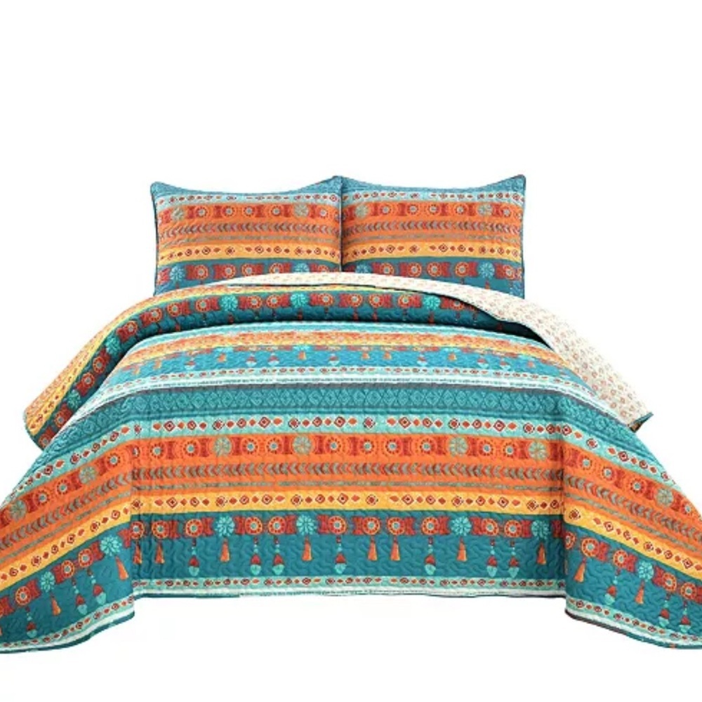 NIB LUSH DECOR BOHO REVERSIBLE 3 PC QUILT SET - Picture 7 of 10